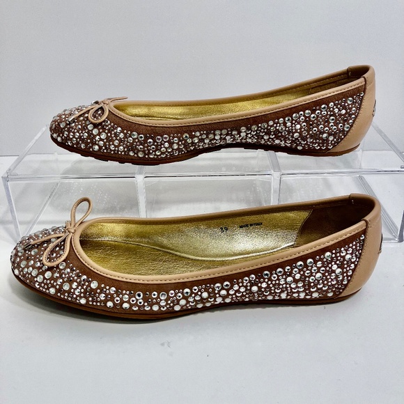 Jimmy Choo Suede Ballet Flats with Crystal Embellishments Size 39 - Picture 3 of 5
